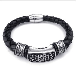 Heren Titanium Leren Armband