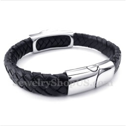 Heren Titanium Leeuwenkop Leren Armband