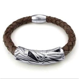 Heren Titanium Leren Armband