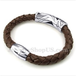 Heren Titanium Leren Armband