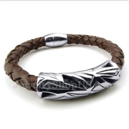 Heren Titanium Leren Armband