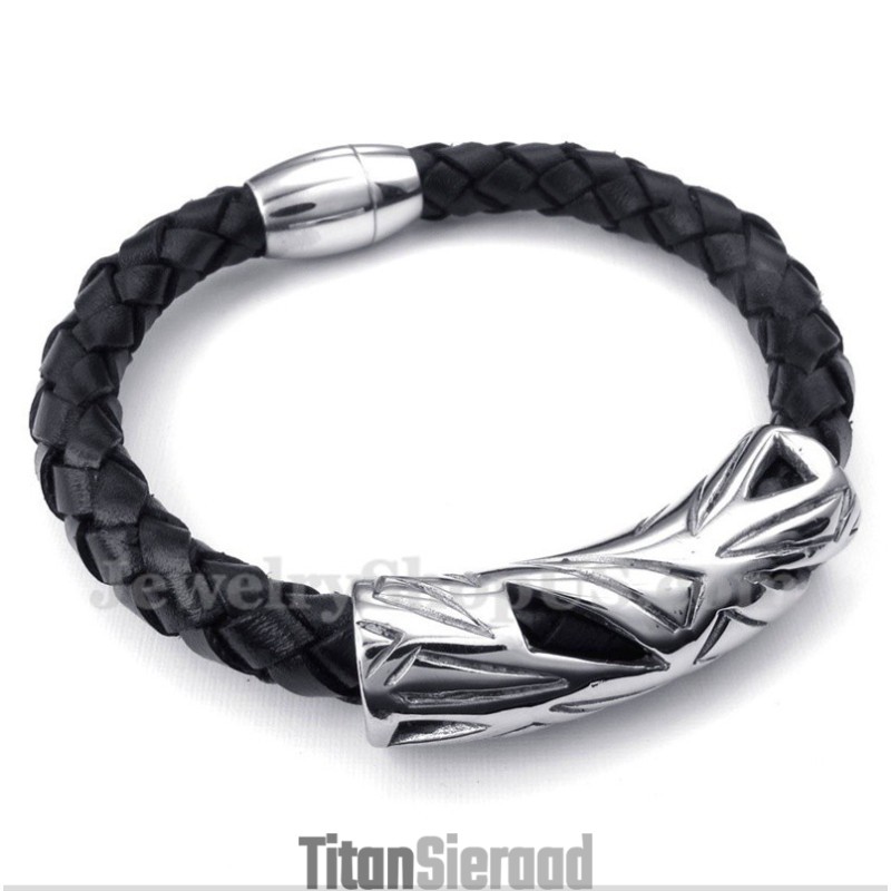 Heren Titanium Leren Armband Heren Titanium Leren Armband