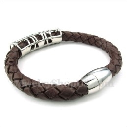 Heren Titanium Leren Armband