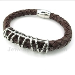 Heren Titanium Leren Armband