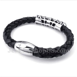 Heren Titanium Leren Armband