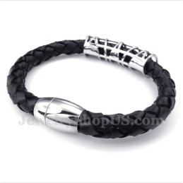 Heren Titanium Leren Armband
