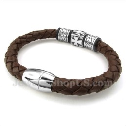Heren Titanium Leren Armband