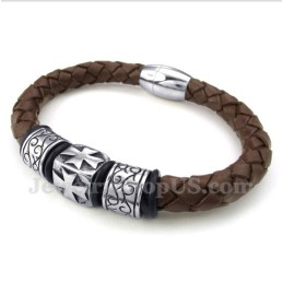 Heren Titanium Leren Armband