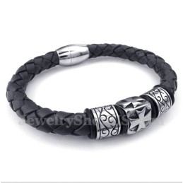 Heren Titanium Leren Armband
