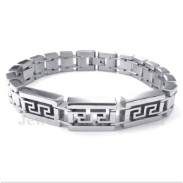Heren Titanium Griekse Meanderpatroon Armband