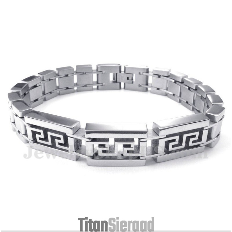 Heren Titanium Griekse Meanderpatroon Armband Heren Titanium Griekse Meanderpatroon Armband