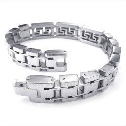 Heren Titanium Griekse Meanderpatroon Armband