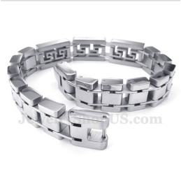 Heren Titanium Griekse Meanderpatroon Armband