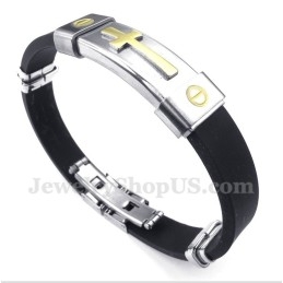 Heren Titanium Rubberen Kruisarmband