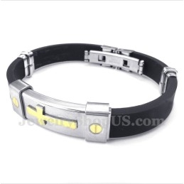 Heren Titanium Rubberen Kruisarmband