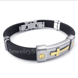 Heren Titanium Rubberen Kruisarmband