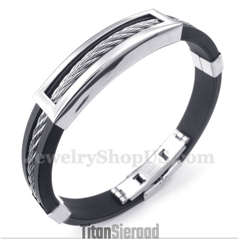 Heren Titanium Rubberen Kabelarmband