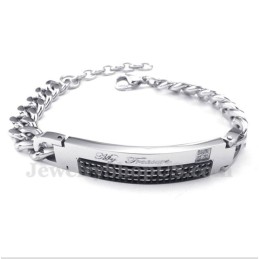 Heren Titanium Zwarte Diamant Heren Koppelarmband