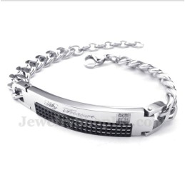 Heren Titanium Zwarte Diamant Heren Koppelarmband