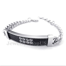 Heren Titanium Zwarte Diamant Heren Koppelarmband