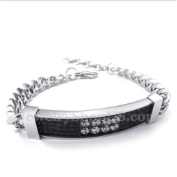 Heren Titanium Zwarte Diamant Heren Koppelarmband