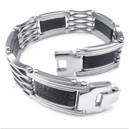 Heren Titanium Griekse Meanderpatroon Armband