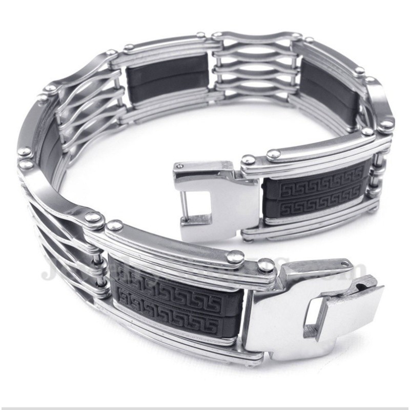 Heren Titanium Griekse Meanderpatroon Armband Heren Titanium Griekse Meanderpatroon Armband