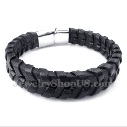 Heren Leren Titanium Armband