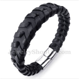 Heren Leren Titanium Armband