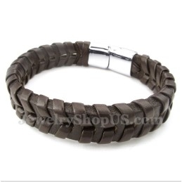 Heren Leren Titanium Armband