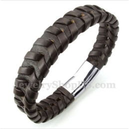 Heren Leren Titanium Armband