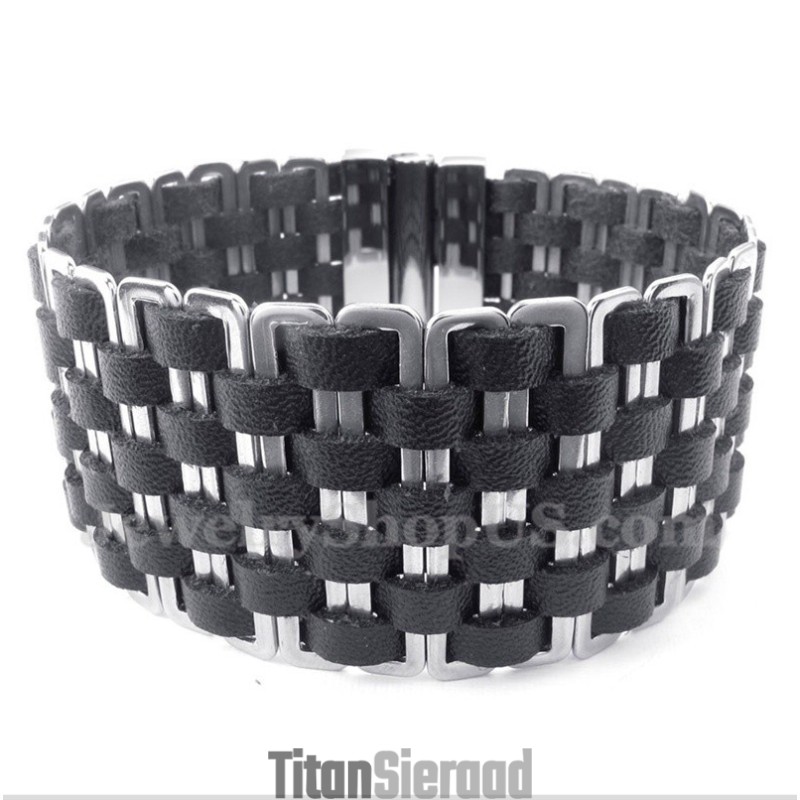 Heren Leren Titanium Armband Heren Leren Titanium Armband