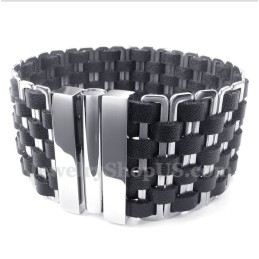 Heren Leren Titanium Armband