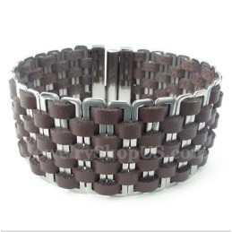 Heren Leren Titanium Armband