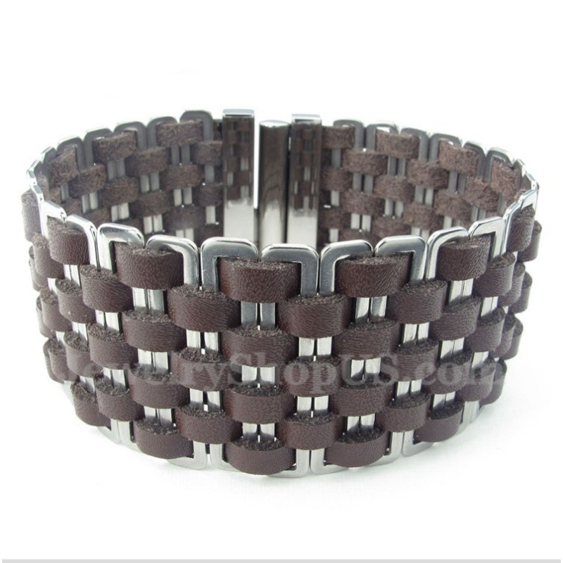 Heren Leren Titanium Armband Heren Leren Titanium Armband