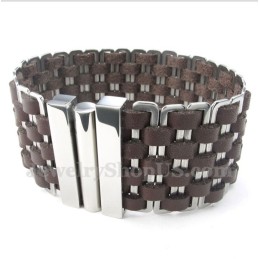 Heren Leren Titanium Armband