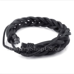 Heren Leren Titanium Armband