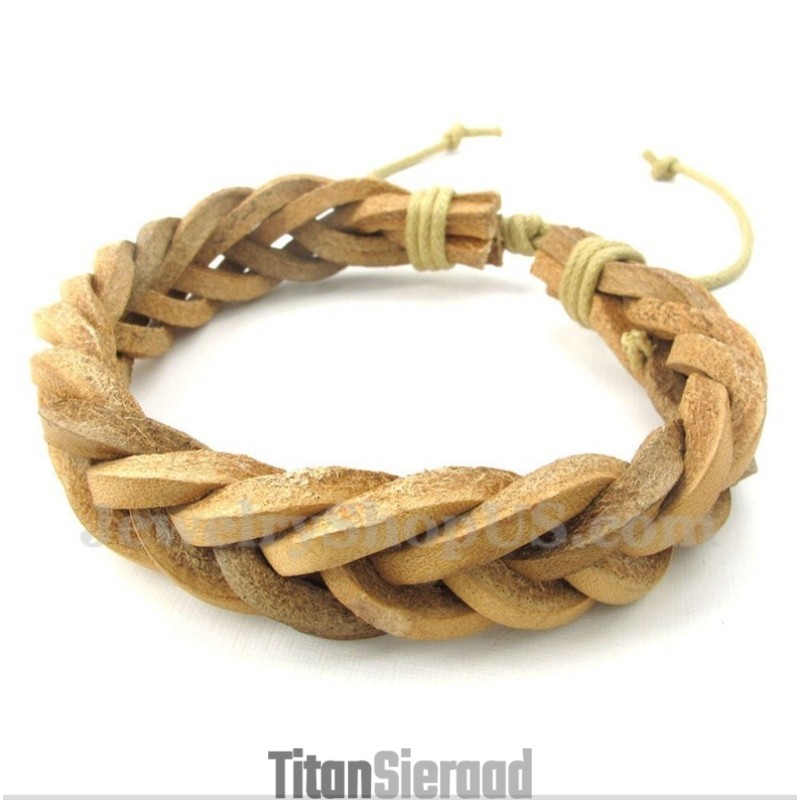 Heren Leren Titanium Armband