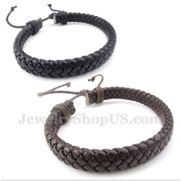 Heren Leren Titanium Armband