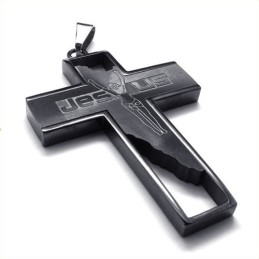 Jezus Kruis Titanium Hanger (Zwart)