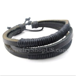 Heren Leren Titanium Armband