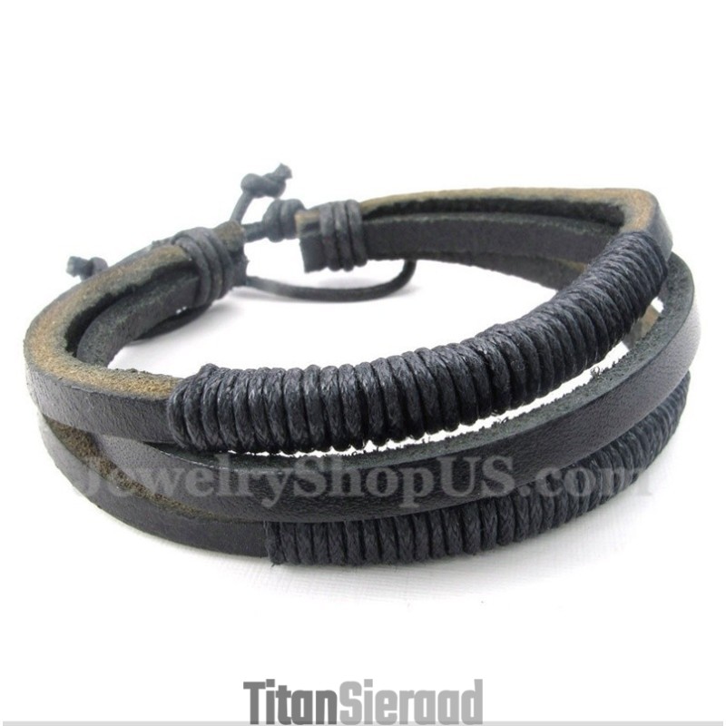 Heren Leren Titanium Armband