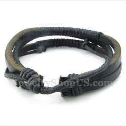 Heren Leren Titanium Armband
