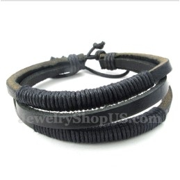 Heren Leren Titanium Armband