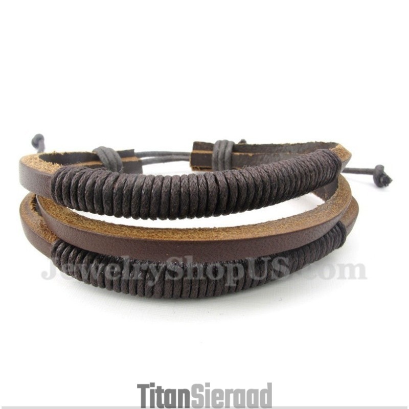 Heren Leren Titanium Armband