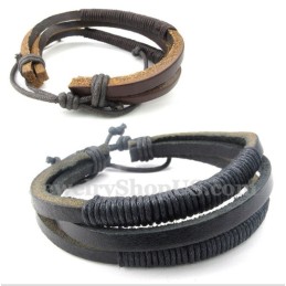 Heren Leren Titanium Armband