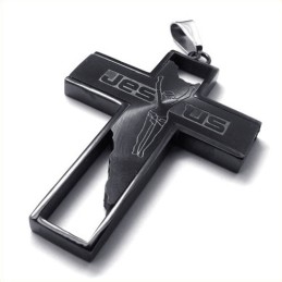Jezus Kruis Titanium Hanger (Zwart)
