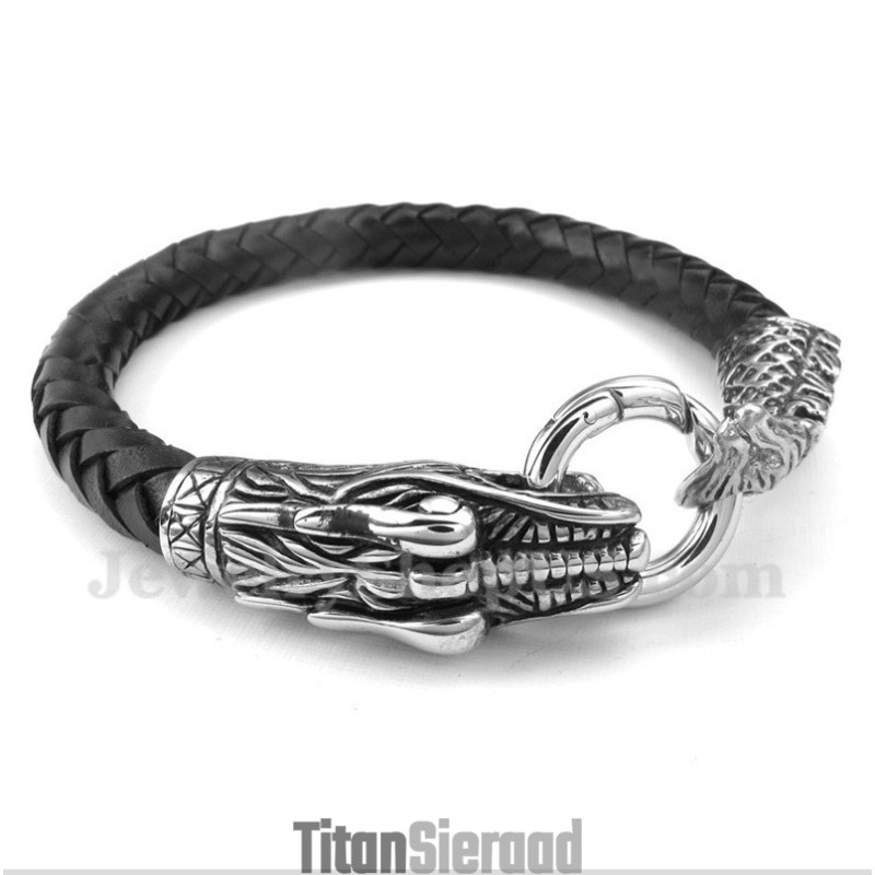 Heren Leren Titanium Armband