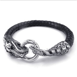Heren Leren Titanium Armband