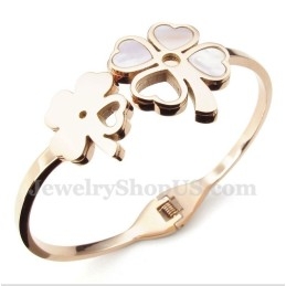 Heren Titanium Roségouden Klaverarmband